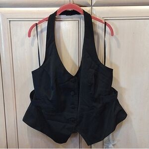 PLUS SIZE  Black Tuxedo Halter Vest Y2K